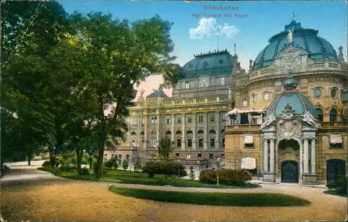 Wiesbaden Staatstheater königliches Hoftheater Park Ansicht 1914