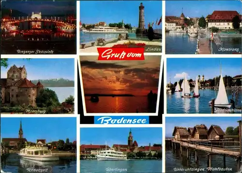 Überlingen Mehrbild-AK ua. Lindau, Konstanz, Überlingen, Radolfzell,   1980