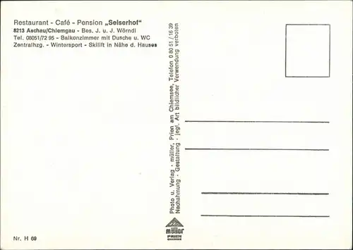 Aschau im Chiemgau Restaurant - Café - Pension ,,Selserhof", Ortsansichten 1980