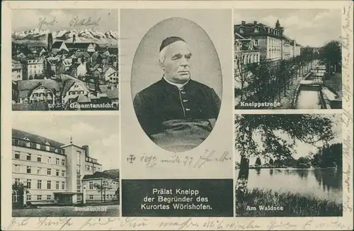 Ansichtskarte Bad Wörishofen MB Kneippiatorium Prälat Kneipp 1931