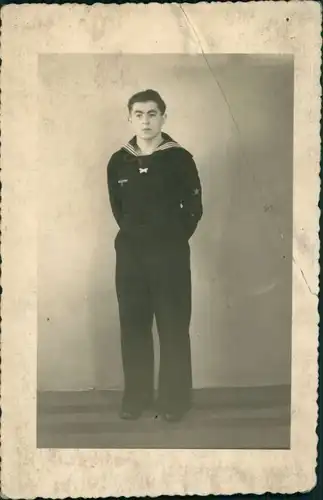 Fotokunst Marine posierender Mann Echtfoto Porträt-Photo 1940 Privatfoto