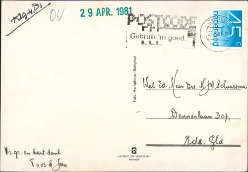 Postkaart Ommen Luftbild des Ortes 1981