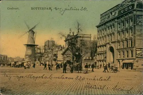 Postkaart Rotterdam Rotterdam Windmühle, Straße, Hotel 1906