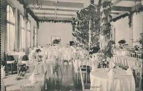 Postcard Funchal Esplanade Restaurant - Innen Madeira 1914