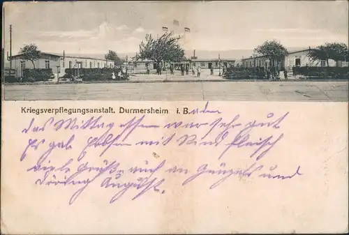 Ansichtskarte Durmersheim Kriegsverpflegungsanstalt 1917
