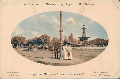 Postcard Mendoza (Argentinien) Parque San Martin 1914