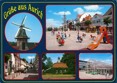 Aurich-Leer (Ostfriesland) Ostfriesland Mehrbild-AK ua. Kinder-Spielplatz  1990