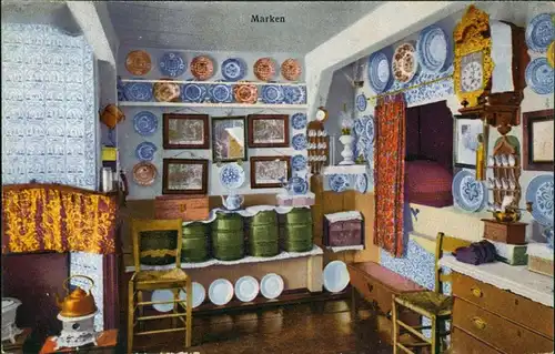 Marken-Waterland Wohnungen, Zimmer Innenansichten Photochromie Serie 1925