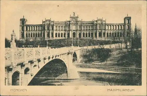 Haidhausen-München Brücke Maximiliansbrücke Maximilianeum 1920