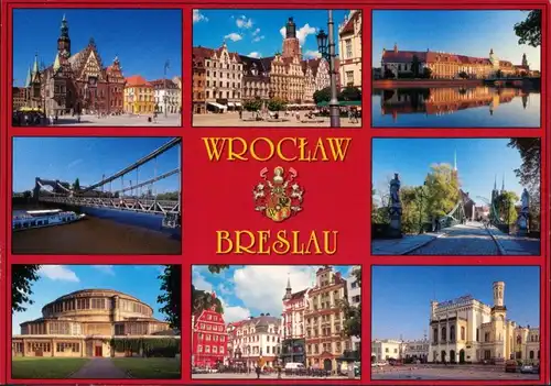 Breslau Wrocław Stadtteilansichten 8 x Echtfoto Mehrbildkarte 1990