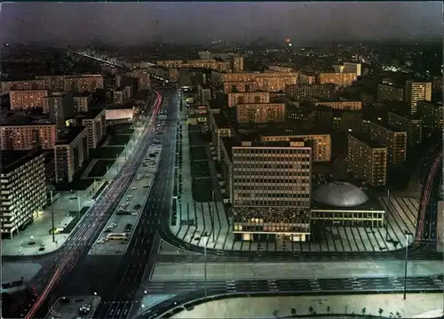 Mitte-Berlin Blick vom Fernsehturm Karl-Marx-Allee am Abend 1973