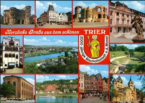 Ansichtskarte Trier Mehrbildkarte Gebäude Plätze Strassen Mosel 1990