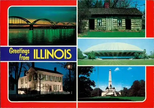 Illinois (US-Bundesstaat) Greetings from Illinois, Mississippi River uvm. 1990