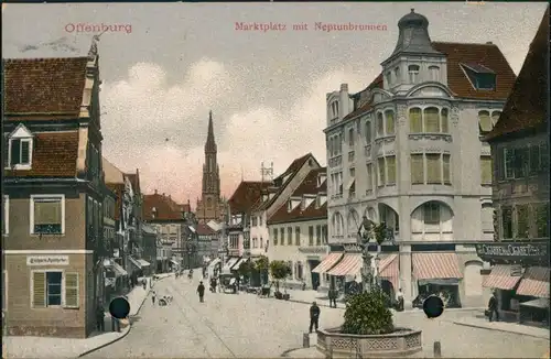 Ansichtskarte Offenburg Marktplatz - Cigarren-Geschäft 1911
