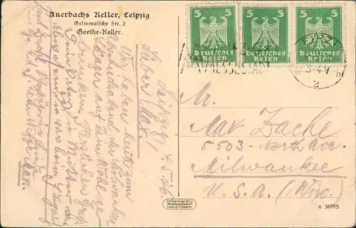 Ansichtskarte Leipzig Auerbachs Keller - Innen 1925