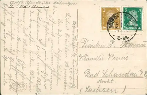 Postcard Swinemünde Świnoujście Sonnenaufgang 1928