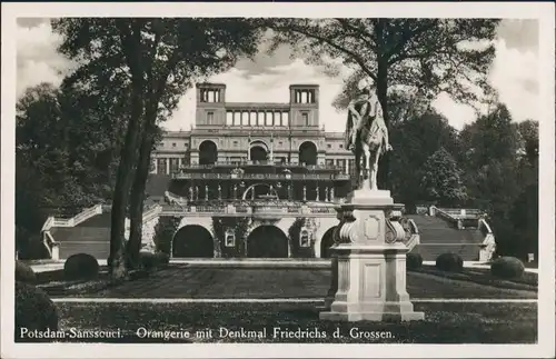 Ansichtskarte Potsdam Sanssouci -Schloß Denkmal 1929