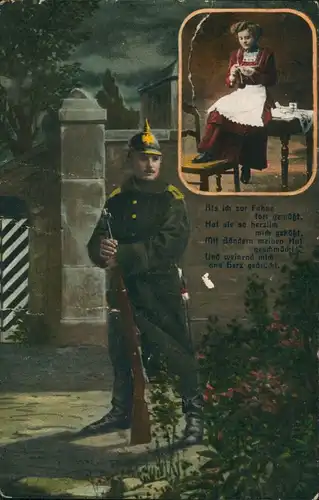 Frau und Soldat Militär/Propaganda 1.WK (Erster Weltkrieg) 1913
