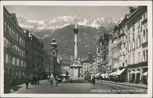Ansichtskarte Innsbruck Maria Theresienstraße - Geschäfte 1928