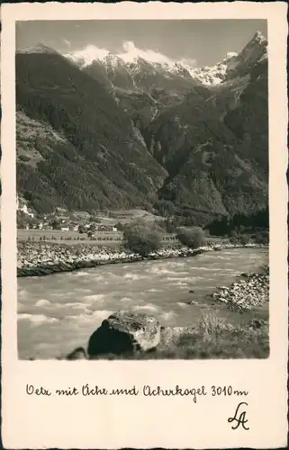 Ansichtskarte Oetz Ötz Tirol Blick über den Fluss zur Stadt 1931