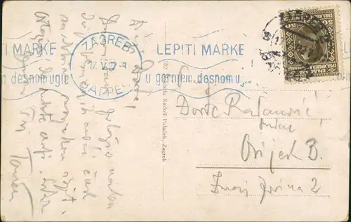 Postcard Zagreb Jugoslavenska Akademija - Straße 1926