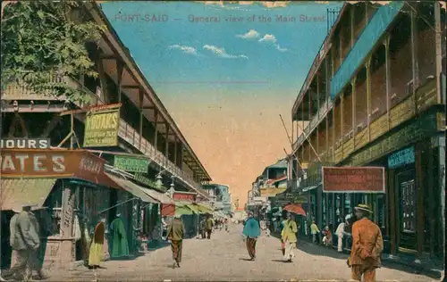 Postcard Port Said بورسعيد (Būr Saʻīd) Mainstreet 1913