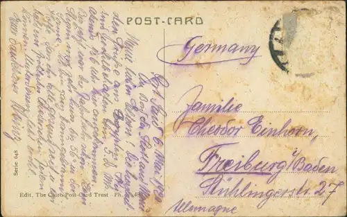 Postcard Port Said بورسعيد (Būr Saʻīd) Mainstreet 1913