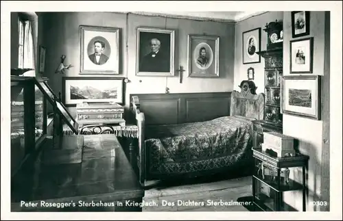 Krieglach Peter Rosegger`s Sterbezimmer, Dichter Österreich 1955