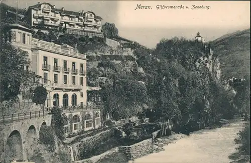 Cartoline Meran Merano Gilfpromenade und Zenoburg 1905