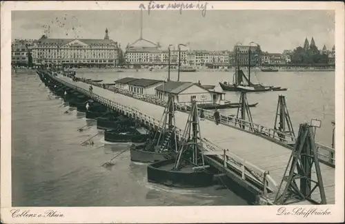 Ansichtskarte Koblenz Die Schiffsbrücke 1926