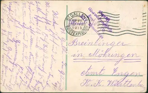 St. Gallen San Gallo / Sogn Gagl / St-Gall Bahnhof Postgebäude Künstlerkarte 1914