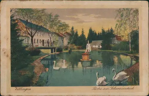 Ansichtskarte Villingen-Villingen-Schwenningen Schwanenteich Villingen 1925