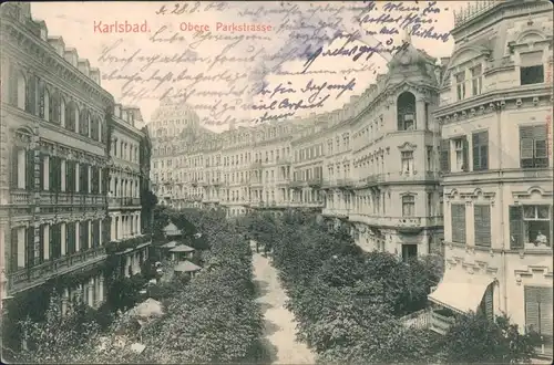 Postcard Karlsbad Karlovy Vary Obere Parkstrasse 1903