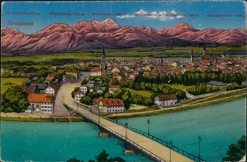 Ansichtskarte Rosenheim Künstlerkarte Stadt 1914
