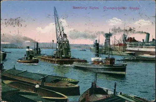 Ansichtskarte Hamburg Hafen, Transportabler Kran 1924
