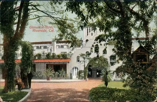 Postcard Riverside Californien California Glenwood Hotel 1912