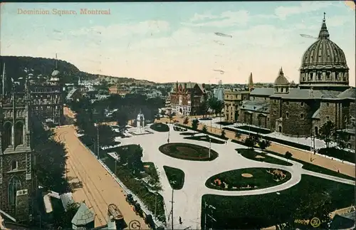 Postcard Montreal Dominion Square 1913