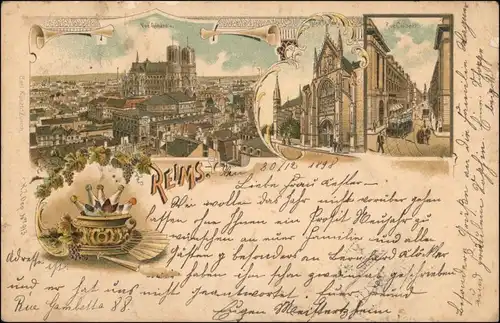 CPA Litho AK Reims Reims Gruss aus Rue Colbert, Generale 1898