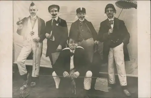 Echtfoto verkleidete Männer, Clown Clowns (ev. Zirkus) 1920 Privatfoto