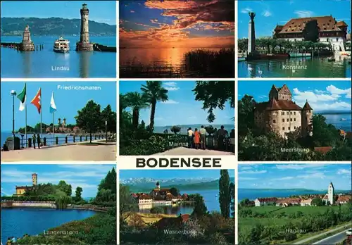 Ansichtskarte  Bodensee Mehrbild-AK ua. Lindau, Konstanz, Hagenau uvm. 1980