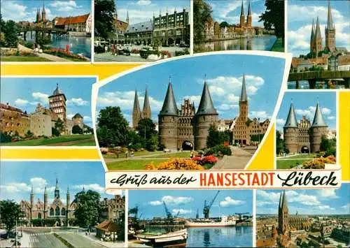 Lübeck Stadtteilansichten Mehrbild-AK 10 Echtfoto-Ansichten 1970