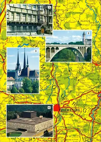 Postcard Luxemburg Stadtteilansichten auf Landkarte Mehrbild-AK 2005
