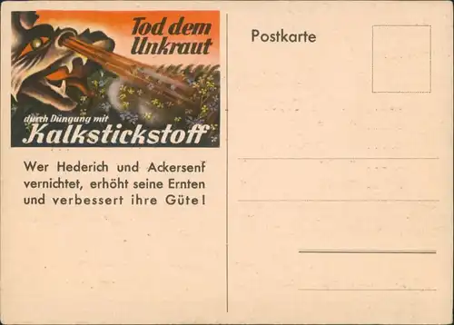 Ansichtskarte  Reklame & Werbung Tod dem Unkraut Düngung Landwirtschaft 1924
