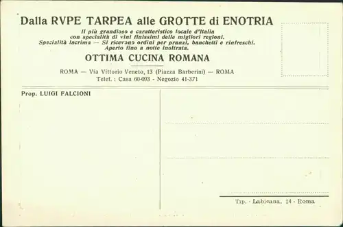 Cartoline Rom Roma Dalla RVPE TARPEA alle GROTTE di ENOTRIA 1920