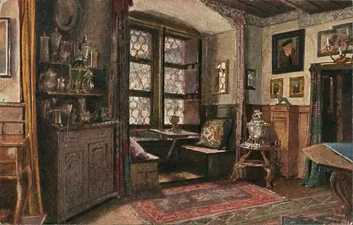 Ansichtskarte Eisenach Künstlerkarte Wartburg Innenansicht Ritterhaus 1919