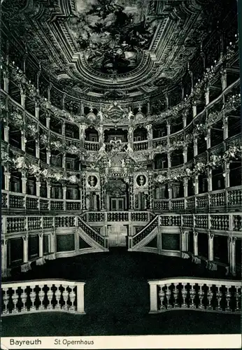 Ansichtskarte Bayreuth Opernhaus Innenansicht mit Deckengemälde 1925