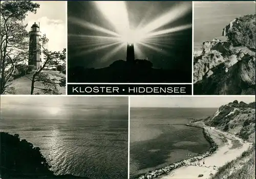 Hiddensee Hiddensjö, Hiddensöe Kloster - Leuchttuerm Tag und Nacht 1977