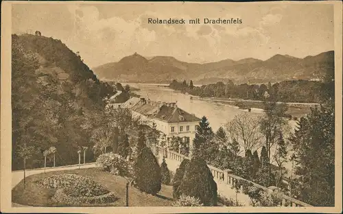 Ansichtskarte Rolandseck-Remagen Drachenfels Panorama-Ansicht Rhein Tal 1920