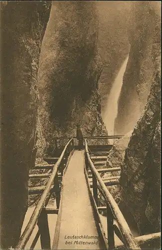 Mittenwald Umlandansicht Leutaschklamm Klamm Wasserfall Waterfall 1926
