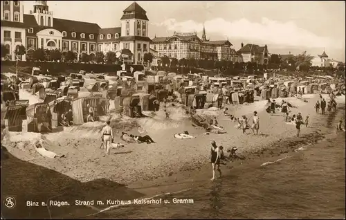 Ansichtskarte Binz (Rügen) Strand, Kurhaus Kaiserhof Gramm 1929